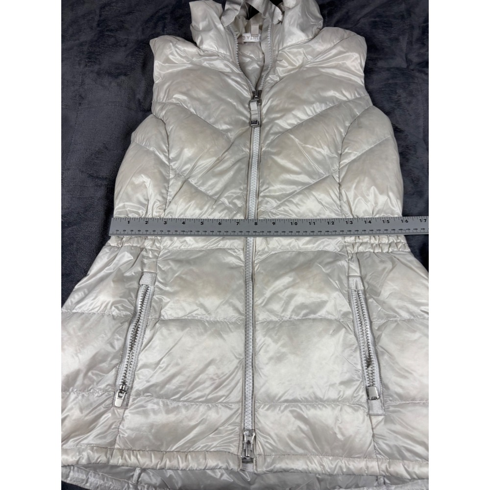 Athleta Womens Pearl White Quilted Puffer Vest Cinched Waist Full Zip Medium - Picture 3 of 8